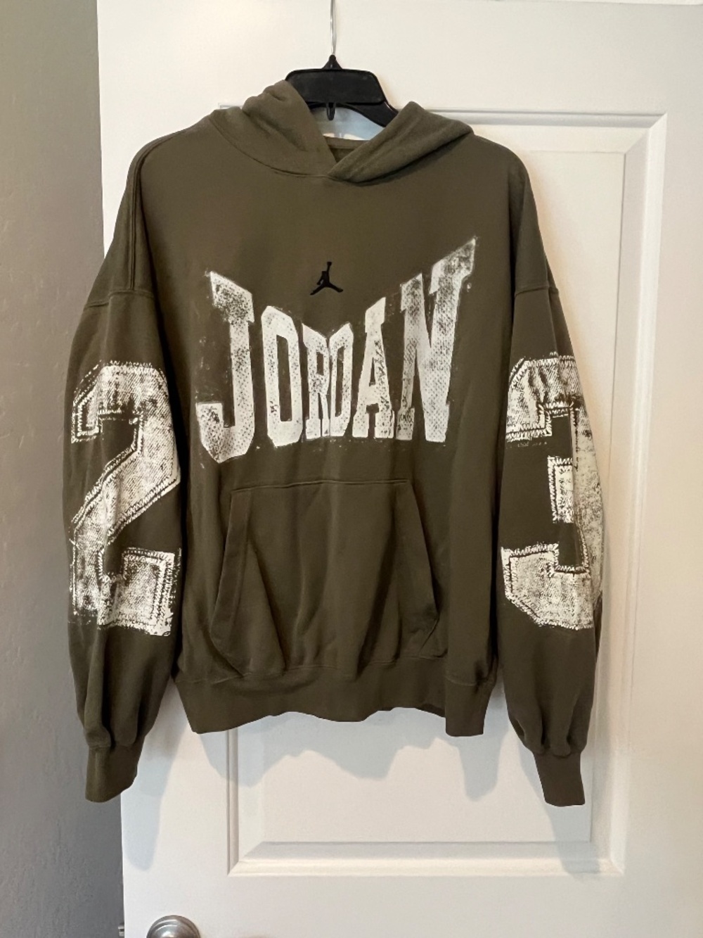 Jordan Brooklyn Collegiate Pullover Hoodie Olive Green Sz M Oversized Streetwear